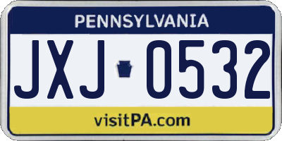 PA license plate JXJ0532