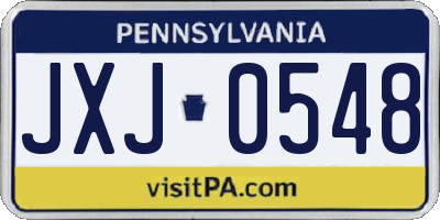 PA license plate JXJ0548