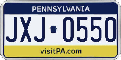 PA license plate JXJ0550