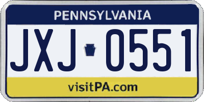 PA license plate JXJ0551