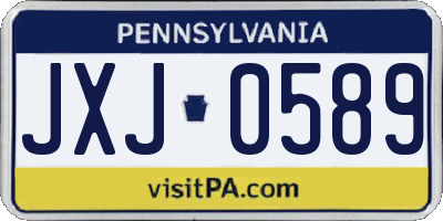 PA license plate JXJ0589