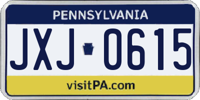 PA license plate JXJ0615