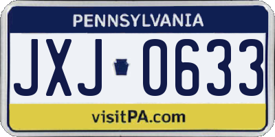 PA license plate JXJ0633