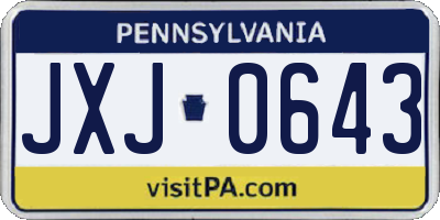 PA license plate JXJ0643