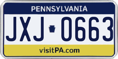 PA license plate JXJ0663