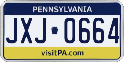 PA license plate JXJ0664