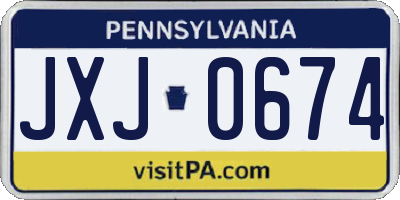 PA license plate JXJ0674