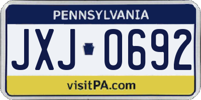 PA license plate JXJ0692