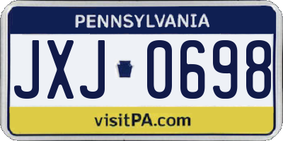 PA license plate JXJ0698