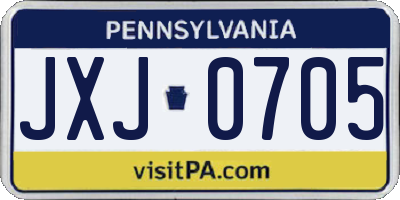PA license plate JXJ0705