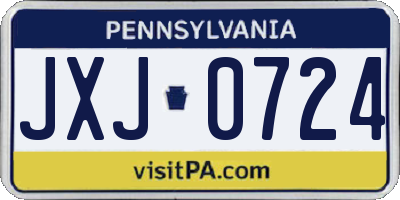 PA license plate JXJ0724