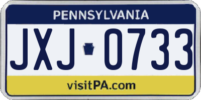 PA license plate JXJ0733