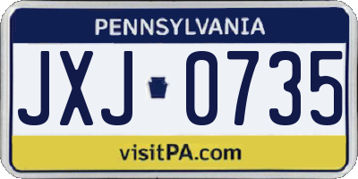 PA license plate JXJ0735