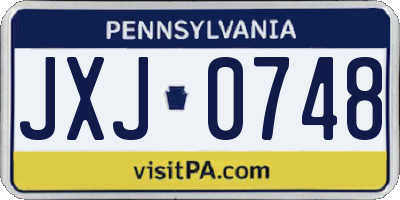 PA license plate JXJ0748