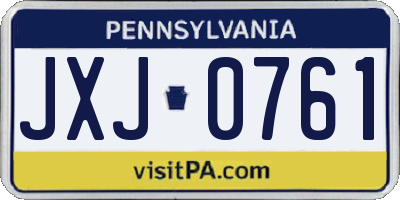 PA license plate JXJ0761