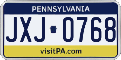PA license plate JXJ0768