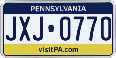 PA license plate JXJ0770