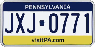 PA license plate JXJ0771