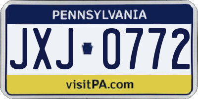 PA license plate JXJ0772