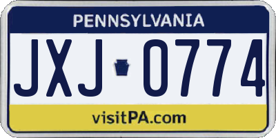 PA license plate JXJ0774