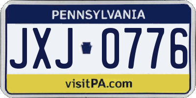 PA license plate JXJ0776