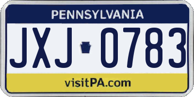 PA license plate JXJ0783