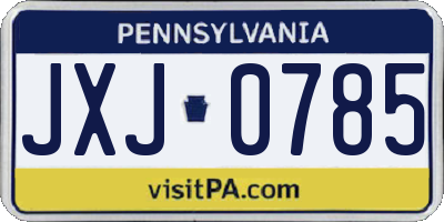 PA license plate JXJ0785