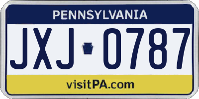 PA license plate JXJ0787