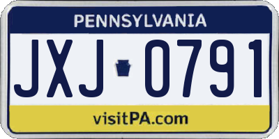 PA license plate JXJ0791