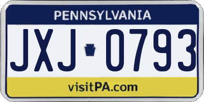 PA license plate JXJ0793