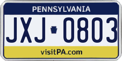 PA license plate JXJ0803