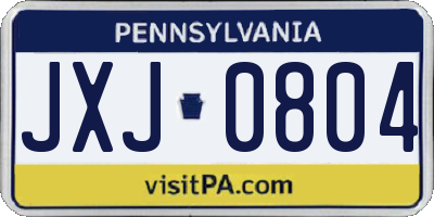 PA license plate JXJ0804