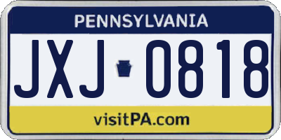 PA license plate JXJ0818