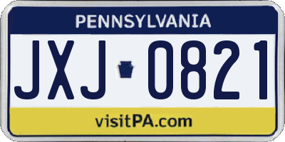 PA license plate JXJ0821