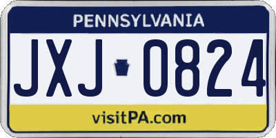 PA license plate JXJ0824