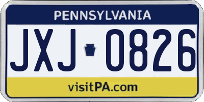 PA license plate JXJ0826
