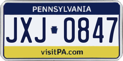 PA license plate JXJ0847