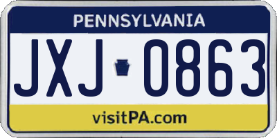 PA license plate JXJ0863