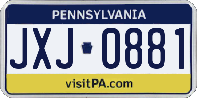 PA license plate JXJ0881