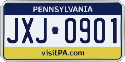 PA license plate JXJ0901