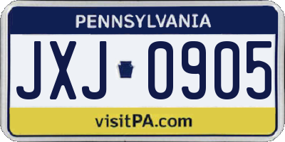 PA license plate JXJ0905