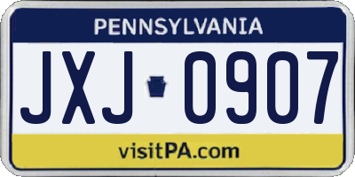 PA license plate JXJ0907