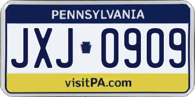 PA license plate JXJ0909