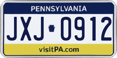 PA license plate JXJ0912