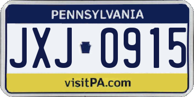 PA license plate JXJ0915