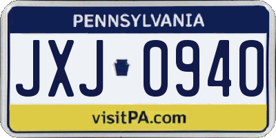 PA license plate JXJ0940