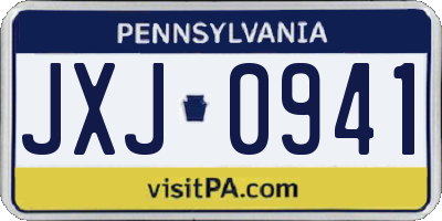 PA license plate JXJ0941