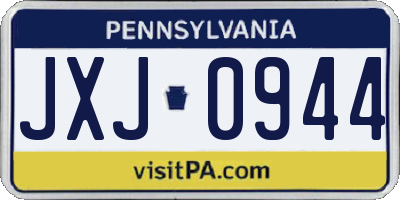 PA license plate JXJ0944