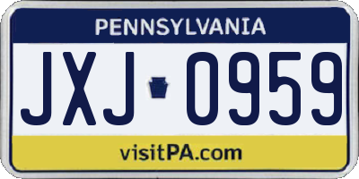 PA license plate JXJ0959