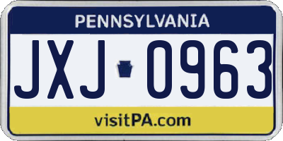 PA license plate JXJ0963